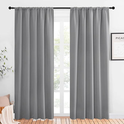 NICETOWN Blackout Curtains 84 inches Length - Energy Efficient & Noise Reducing Thermal Insulated Rod Pocket Blackout Drapes/Draperies for Living Room (Silver Grey, 2 Panels, W52 inches x L84 inches)