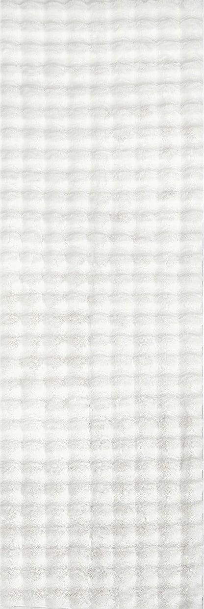 Nuloom Jeni Off-White, 2'6" x 6', Solid Faux Rabbit, Fluffy and Cozy, High Traffic, Stain Resistant, Easy Clean, Durable Washable Runner for Bedroom, Living Room, Dining, Den, Foyer, Entryway