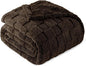 Exclusivo Mezcla Twin Size Flannel Fleece Blanket, Super Soft and Warm Lightweight Checkered Pattern Blankets for All Seasons, 60x80 Inches, Coffee