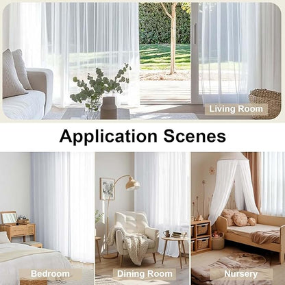 OWENIE White Sheer Curtains 78 inches Long 2 Panels Set, Sheer White Curtains for Living Room/Bedroom, Rod Pocket Voile Sheer Panel Drapes, 2pcs, Each 42" W x 78" L