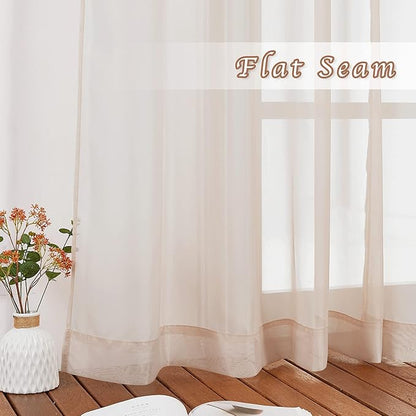 NICETOWN Sheer Taupe Curtains for Bedroom 120 inches Long, Grommet Elegant Voile Sheer Window Treatment Airy & Lightweight Elegant Drape for Living Room, W54 x L120, 2 Panels