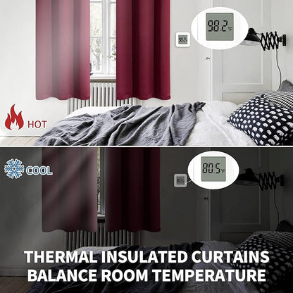 BGment Blackout Curtains for Bedroom - Grommet Thermal Insulated Room Darkening Curtains for Living Room, Set of 2 Panels (52 x 45 Inch, Burgundy)