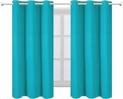 LEMOMO Teal Blackout Curtains 34 x 54 Inch Length/Set of 2 Curtain Panels/Thermal Insulated Room Darkening Blackout Curtains for Bedroom