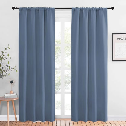 NICETOWN Blackout Curtains for Living Curtains, Window Treatment Curtains & Drapes 84 inches Long, Thermal Insulated Privacy Draperies for Bedroom (Stone Blue, 42" Wide x 84" Long, Set of 2)