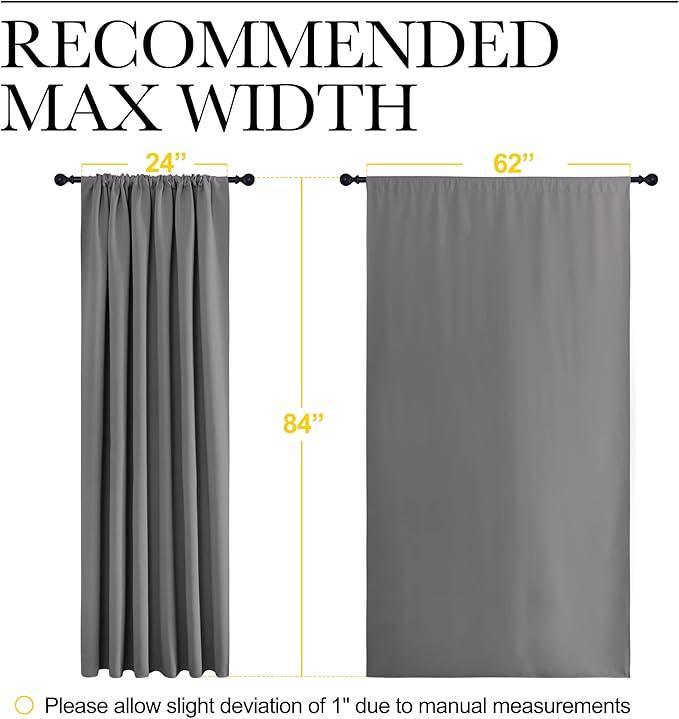 NICETOWN Blackout Curtain Panels for Window - Thermal Insulated Rod Pocket Blackout Drapes/Draperies for Dining Room (2 Panels, W62 x L84 inches, Grey)