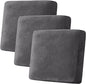 H.VERSAILTEX Velvet Stretch Couch Cushion Cover Plush Cushion Slipcover for Chair Loveseat Sofa Cushion Furniture Protector Seat Cushion Sofa Cover (3 Piece XL Sofa Cushion Covers, Grey)