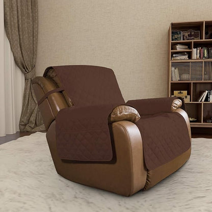 Easy-Going Oversized Recliner Cover Reversible Couch Cover Sofa Cover for Living Room Water Resistant Furniture Protector with Elastic Straps for Pets Dog (Oversized Recliner, Coffee/Ivory)
