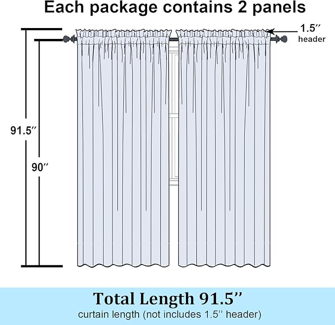 Simplebrand Sage Green Sheer Curtains 90 Inches Long 2 Panels, Light Filtering Rod Pocket Solid Color Window Sheer Curtain Panels, Elegant Curtains & Drapes for Living Room, Bedroom, 59" W x 90" L
