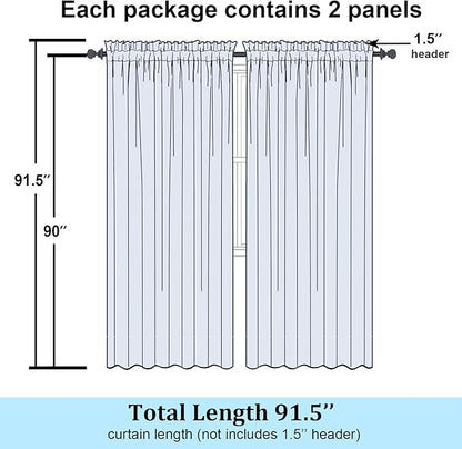 Simplebrand Sage Green Sheer Curtains 90 Inches Long 2 Panels, Light Filtering Rod Pocket Solid Color Window Sheer Curtain Panels, Elegant Curtains & Drapes for Living Room, Bedroom, 59" W x 90" L