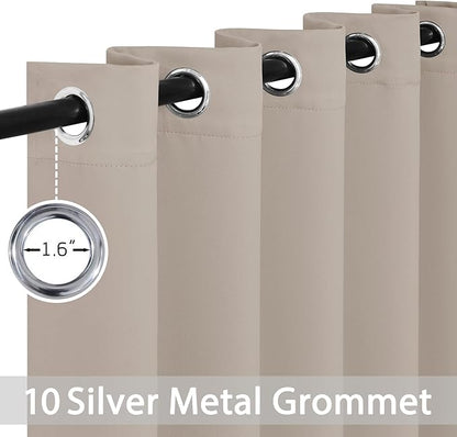 Yakamok Blackout Curtains Room Darkening Thermal Insulated Window Panels,Solid Grommet Top Drapes for Bedroom/Living Room(62Wx96L, Natural, 2 Panels)