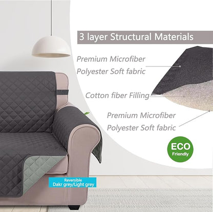 U-NICE HOME Recliner Chair Covers Reversible Chair Cover Pet Covers for Dogs with Elastic Straps Water Resistant Diamond Quilted (23''Armchair, Dark Grey/Light Grey)