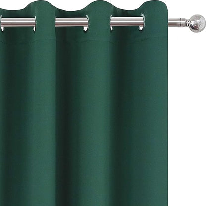 LEMOMO Dark Green Thermal Blackout Curtains/52 x 72 Inch/Set of 2 Panels Room Darkening Curtains for Bedroom