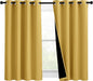 NICETOWN 100% Blackout Curtains with Black Liners, Solid Thermal Insulated Full Blackout 2-Layer Lined Drapes, Energy Efficiency Window Draperies for Bedroom (2 Panels, 46" W by 54" L, Bright Yellow)