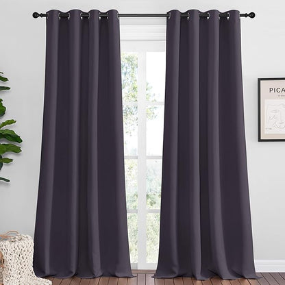 NICETOWN Greyish Purple Blackout Curtains 102 inches Length for Living Room, 2 Panels, 55" Wide, Thermal Insulated Long Drapes for Large Window