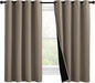 NICETOWN 100% Blackout Curtains with Black Liners, Thermal Insulated Full Blackout 2-Layer Lined Drapes, Noise Cancellation Window Draperies for Dining Room (Taupe, 2 Panels, 55-inch W by 57-inch L)