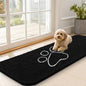 OLANLY Dog Door Mat for Muddy Paws 59x20, Paw Print Design, Absorbs Moisture and Dirt, Absorbent Non-Slip Washable Doormat, Quick Dry Chenille Mud Mat for Dogs, Entry Indoor Entryway Carpet, Black