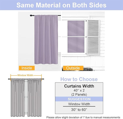 Simplebrand Ava Lilac Short Blackout Curtains for Bedroom 54 Inches Long 2 Panels Set, Solid Thermal Insulated, Energy Saving Window Treatment Curtains Blackout Drapes, W40 x L54 Inch, Lilac