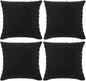 Fancy Homi 4 Packs Boho Black Decorative Throw Pillow Covers 22x22 Inch for Living Room Couch Bed Sofa, Rustic Modern Farmhouse Home Decor, Soft Plush Corduroy Cute Square Cushion Case 55x55 cm
