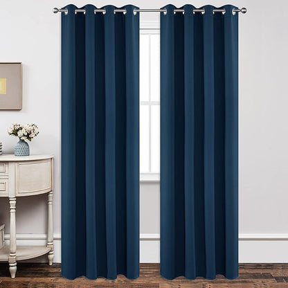 Joydeco Blackout Curtains 95 Inch Length 2 Panels Set, Thermal Insulated Long Curtains& Drapes 2 Burg, Room Darkening Grommet Drapes for Living Room Bedroom Window (W52 x L95 Inch, Navy Blue)