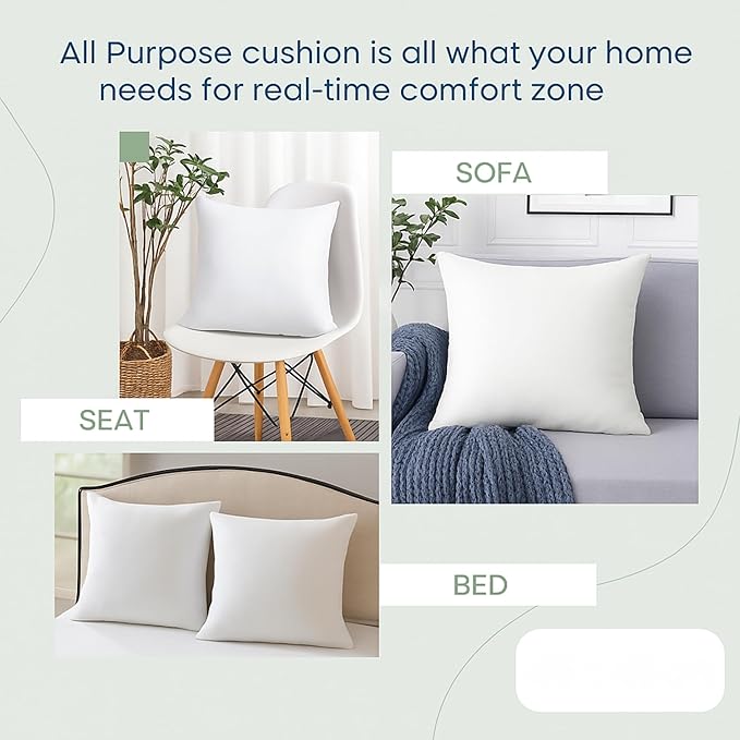 LANE LINEN 12x20 Pillow Insert - Pack of 2 White Decorative Pillows for Sofa Bed, Fluffy Pillow Inserts for Cushion Covers, Bed, Couch Pillows for Living Room
