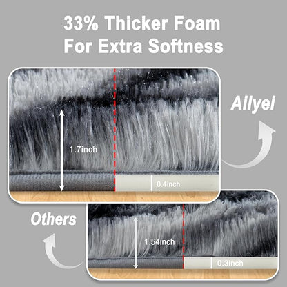 Soft Runner Rugs for Bedroom Hallways, 2x3 Black and White Fluffy Shag Throw Area Rug Non Slip for Bedside Dorm, Long Shaggy Furry Carpet for Nursery Living Room