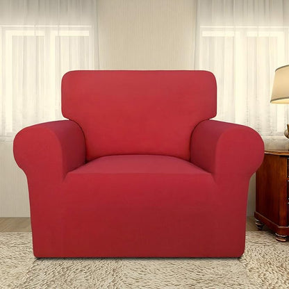 PureFit Super Stretch Chair Sofa Slipcover – Spandex Non Slip Soft Couch Sofa Cover, Washable Furniture Protector with Non Skid Foam and Elastic Bottom for Kids, Pets （Chair, Red）
