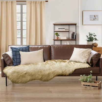Ciicool Ultra Soft Faux Sheepskin Fur Rug Fluffy Rug for Bedroom Fuzzy Carpet for Living Room Kid's Room Nursery Decor, White Gradient Dark Green 2 x 6 Feet