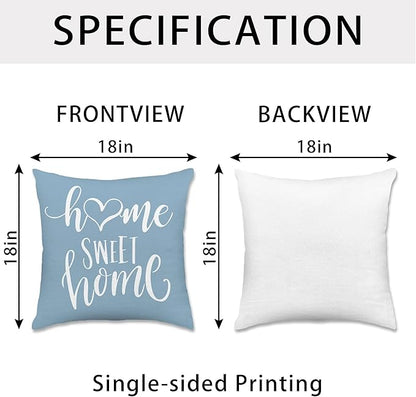 Hexagram Geometric Aqua Blue Pillow Covers 18x18 Set of 4, Decorative Outdoor Boho Modern Throw Pillow Covers, Home Sweet Home Farmhouse Cushion Case for Couch Sofa Bedroom Indoor Decor(No Insert)