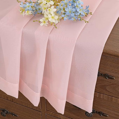 Blush Pink Window Sheer Curtains 54 inch Length, Soft Airy Light Filtering Sheer Curtain 2 Panels Set, Dual Rod Pocket Gauze Drapes for Living Room Bedroom, 2x42Wx54L Inches