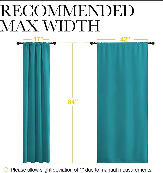 NICETOWN Peacock Blue Blackout Curtains Panels for Window, Thermal Insulated Rod Pocket Blackout Drapes/Draperies for Living Room (2 Panels, W42 x L84 inches)