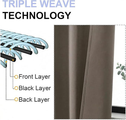 Simplebrand Ava Latte Blackout Curtains for Bedroom 96 Inches Long 2 Panels, Solid Thermal Insulated, Energy Saving Nursery Window Treatment Curtains Blackout Drapes, W40 x L96 Inch, Latte