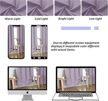 Simplebrand Ava Lilac Short Blackout Curtains for Bedroom 45 Inches Long 2 Panels Set, Solid Thermal Insulated, Energy Saving Window Treatment Curtains Blackout Drapes, W40 x L45 Inch, Lilac
