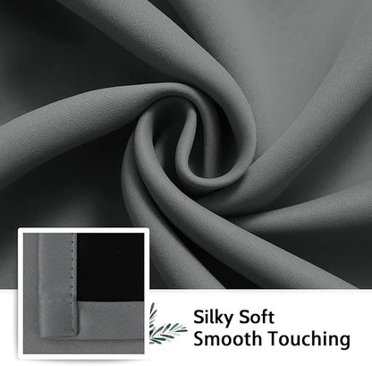 SimpleHome 100% Blackout Curtains for Bedroom,Thermal Insulated Grommet Window Drapes Room Darkening Grey Curtains for Living Room with Black Back,52 x 63 Inch,2 Panels