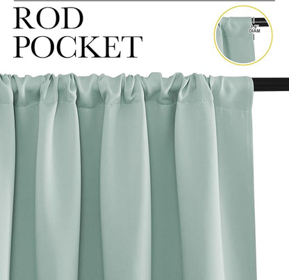 NICETOWN Curtains for Living Room 2 Panels, Rod Pocket Thermal Drapes for Bedroom, Room Darkning Fresh Shading Blinds Modern Home Decoration for Girls, W42 x L63 in per Panel, Seafoam Green
