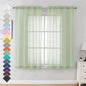 OVZME Light Green Sheer Curtains 63 Inches Long 2 Panels - Soft Light Filtering Window Sheer Panels for Living Room/Bedroom, Top Dual Rod Pocket, 1 Pair, Each 42Wx63L Inches