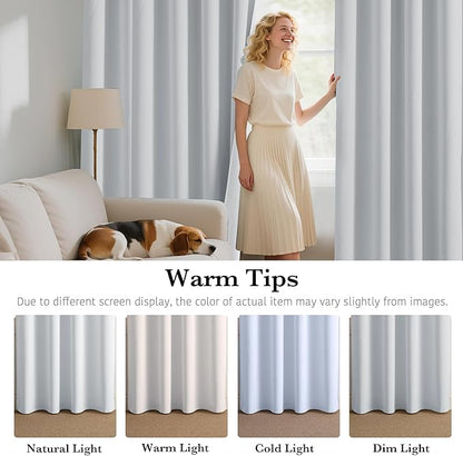 RYB HOME White 100% Blackout Curtains, Short Thermal Insulated Heat & UV Blocking Total Room Darkening Privacy Drapes for Small Window, Width 42 by Length 24, White, 2 Panels