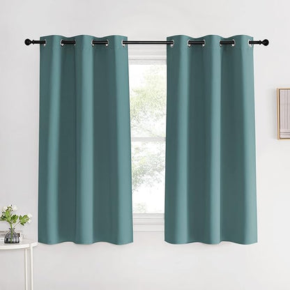 NICETOWN Modern Blackout Curtains Noise Reducing, Greyish Blue, 2 Panels, W42 x L60 -Inch, Thermal Insulated and Privacy Room Darkening Drape Panels for Boy's Guest Room Door Small Short Window