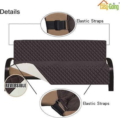Easy-Going Futon Sofa Slipcover Reversible Sofa Cover Armless Cover Furniture Protector Couch Cover Water Resistant Pets, Kids, Children, Dog, Cat Chocolate/Ivory