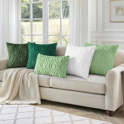 decorUhome Throw Pillow Covers 16x16 Inch Set of 2, Soft Plush Faux Wool Forest Elf Solid Couch Pillow Covers, Accent Farmhouse Neutral Square Pillow Cases for Sofa Bed Living Room