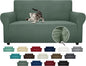 ZNSAYOTX Super Stretch Couch Cover Love Seat Sofa Covers for Living Room Dogs Pet Friendly Furniture Protector Spandex Loveseat Slipcovers with Anti Slip Foam Sticks (Pea Green, Loveseat)