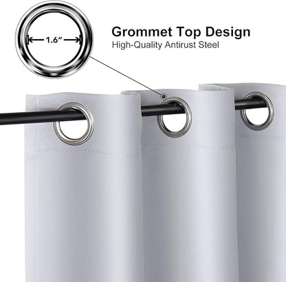 ChrisDowa Grommet Room Darkening Curtains for Bedroom and Living Room - 2 Panels Set Thermal Insulated Blackout Curtains (Greyish White, 52W x 45L)