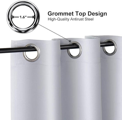 ChrisDowa Grommet Room Darkening Curtains for Bedroom and Living Room - 2 Panels Set Thermal Insulated Blackout Curtains (Greyish White, 38W x 54L)