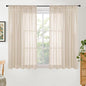 BGment Natural Linen Curtains 48 Inch Length for Windows, Short Semi Sheer Drapes Light Filtering for Cafe Bathroom Decor Rustic Lightweight Rod Pocket, 2 Panels Set, 42 Inch Wide Each Panel