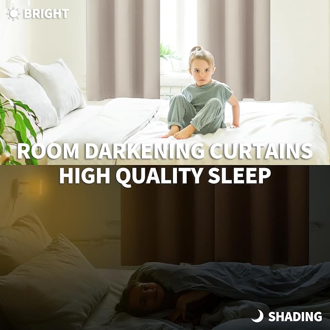 BGment Room Darkening Curtains 72 Inches Long - Grommet Thermal Insulated Drapes Window Treatment Curtains for Bedroom, 2 Panels, 52 x 72 Inch, Camel
