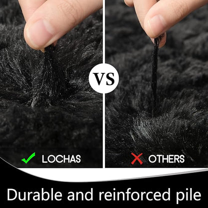 LOCHAS Ultra Soft Indoor Modern Area Rugs Fluffy Living Room Carpets for Children Bedroom Home Decor Nursery Rug 2x4 Feet, Black