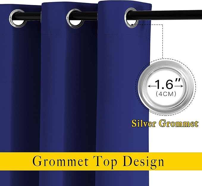 NICETOWN Blackout Bedroom Curtains for Windows 50 inch Long - Solid Thermal Insulated Grommet Light Reducing Panels Window Treatment for Kitchen/Cafe (Navy Blue, 2 Panels 34 in x 50 in (W x L))