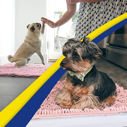 Muddy Mat® | Super Absorbent Door Mat Indoor, Microfiber Quick Dry Chenille Entryway Rug, Non-Slip Front Door Mat, Indoor Mats for Entryway, Machine Washable Pet Rug, Pink 16"x24"