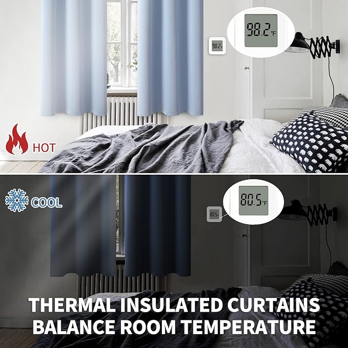 BGment Blackout Curtains for Living Room - Grommet Thermal Insulated Room Darkening Curtains for Bedroom, 2 Panels of 42 x 84 Inch, Spa Blue