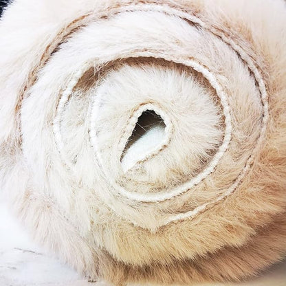 Ghouse Ultra Soft Faux Rabbit Fur Rug, Machine Washable Area Rugs for Bedroom Fluffy Rugs for Living Room, No-Shedding Carpet Sheepskin Runner Rugs Light Brown Beige 2 x 8 Feet