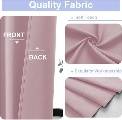 Simplebrand Ava Blush Blackout Curtains for Bedroom 96 Inches Long 2 Panels, Solid Thermal Insulated, Energy Saving Nursery Window Treatment Curtains Blackout Drapes, W40 x L96 Inch, Blush